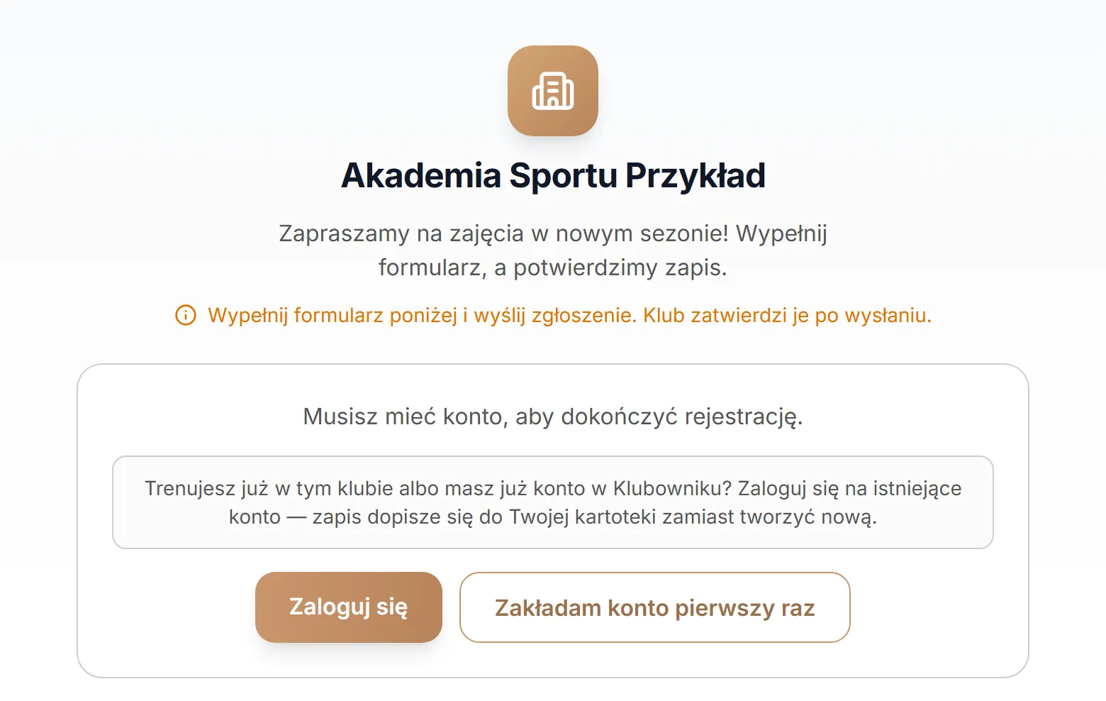Strona zapisów klubu