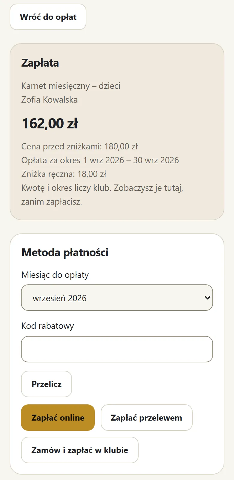 Zapłata za karnet