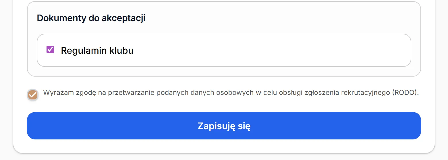 Formularz naboru — dokumenty i wysłanie