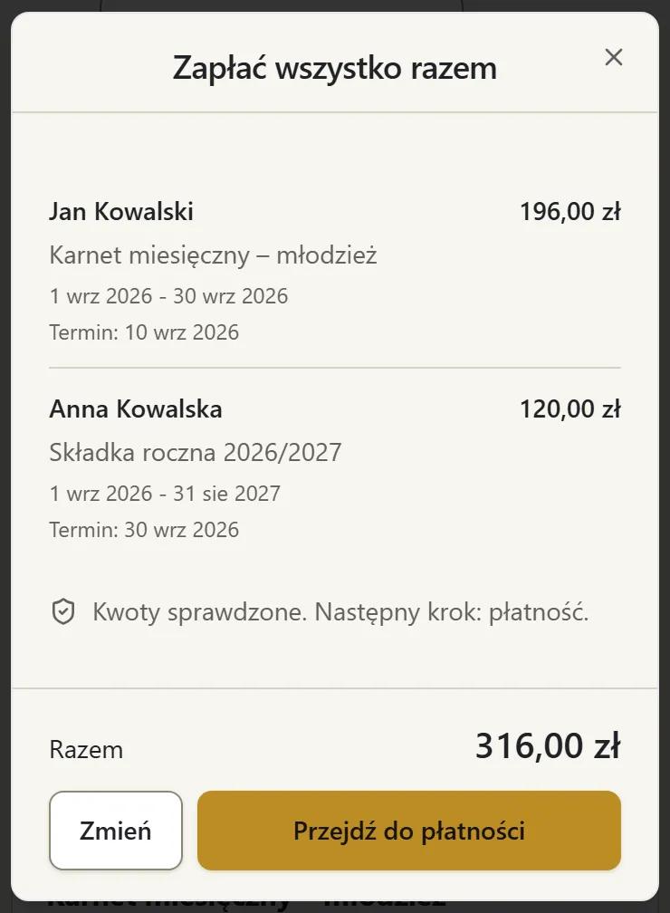 Podsumowanie płatności