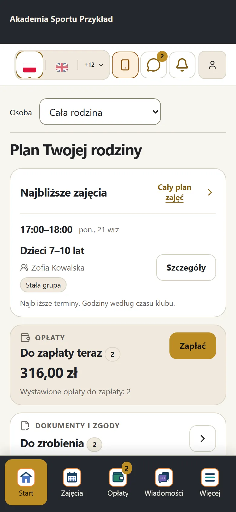 Start — plan rodziny