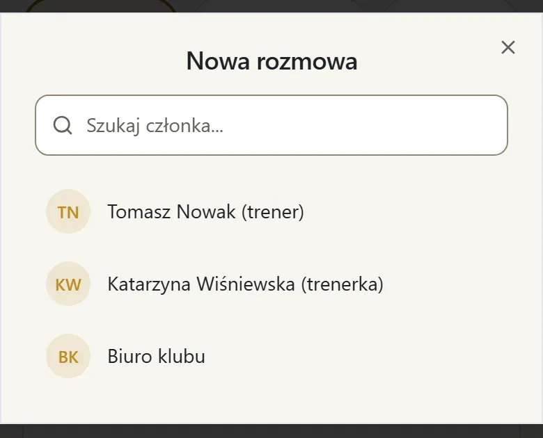Nowa rozmowa — wybór osoby