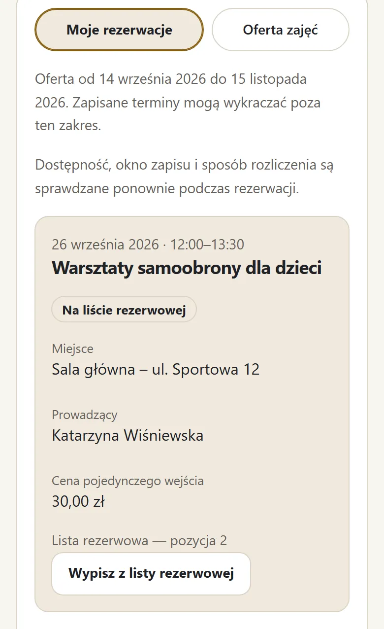 Moje rezerwacje
