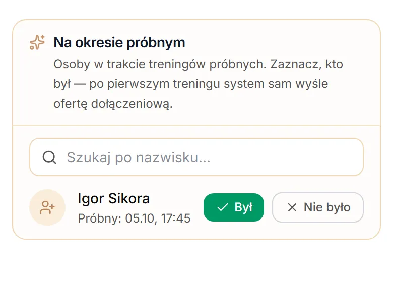 Osoby na treningu próbnym