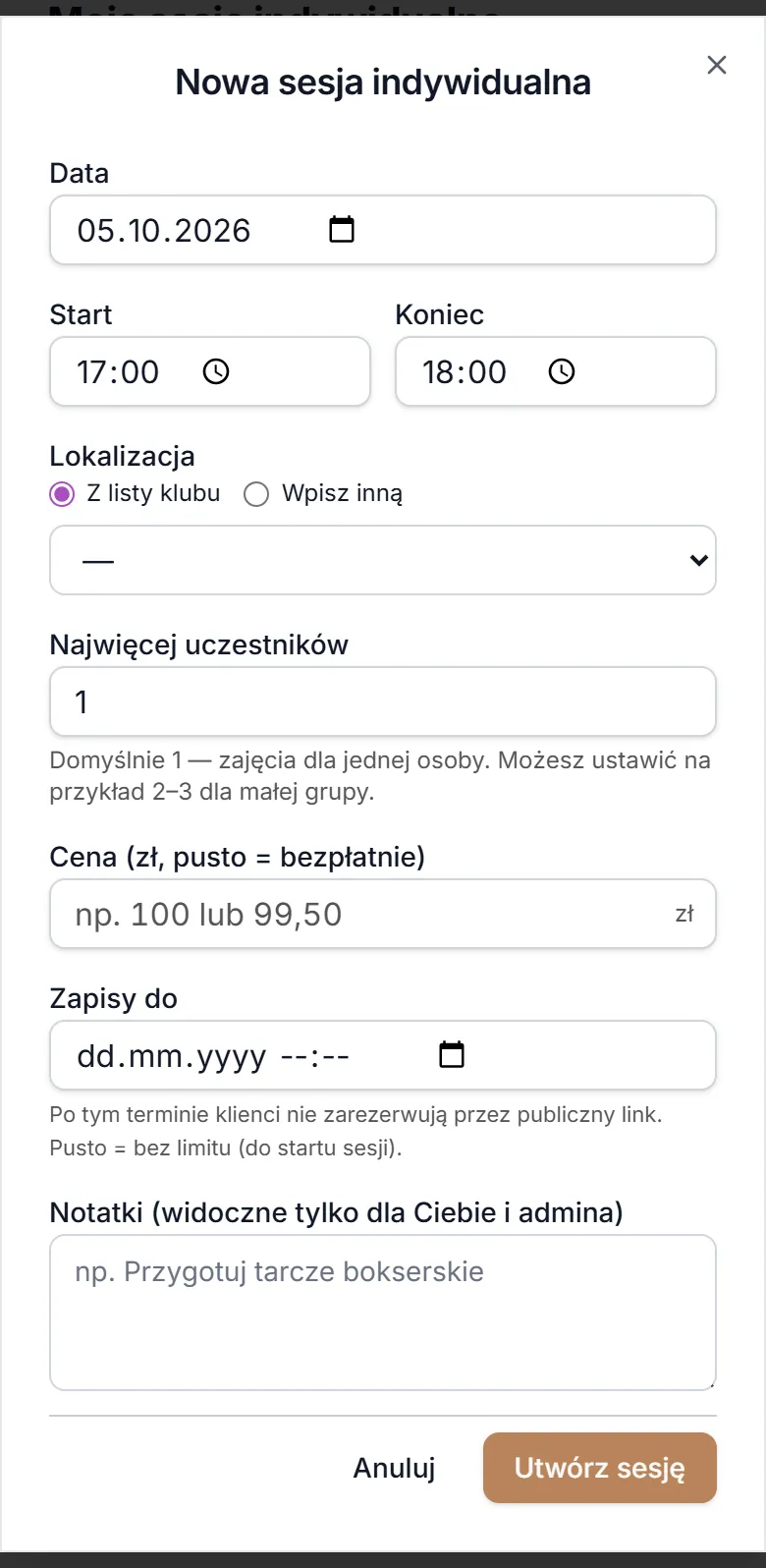 Nowa sesja indywidualna