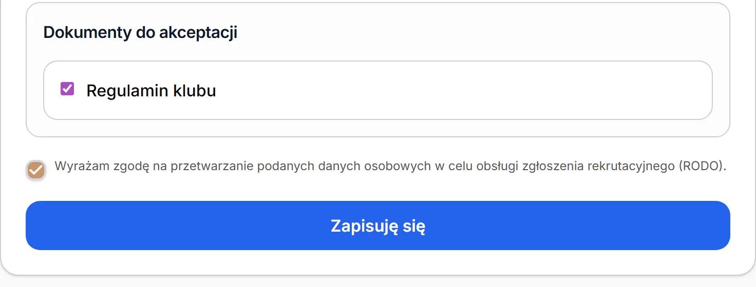 Formularz naboru — dokumenty i wysłanie