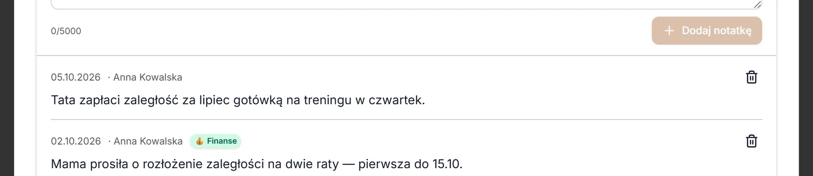 Dodana notatka