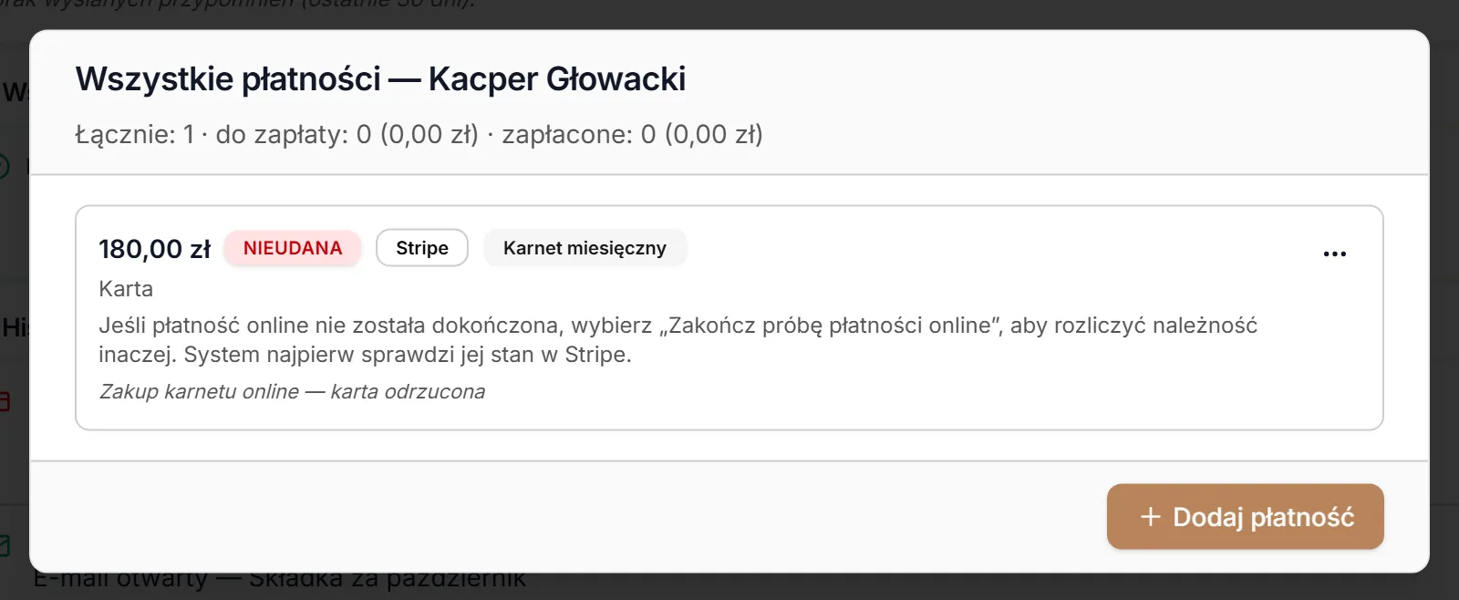 Niedokończona płatność online