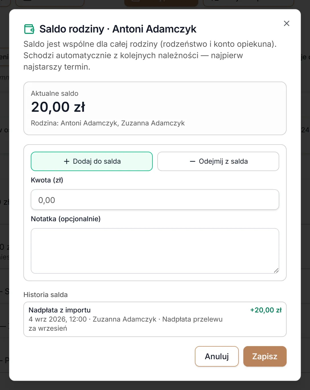 Saldo rodziny