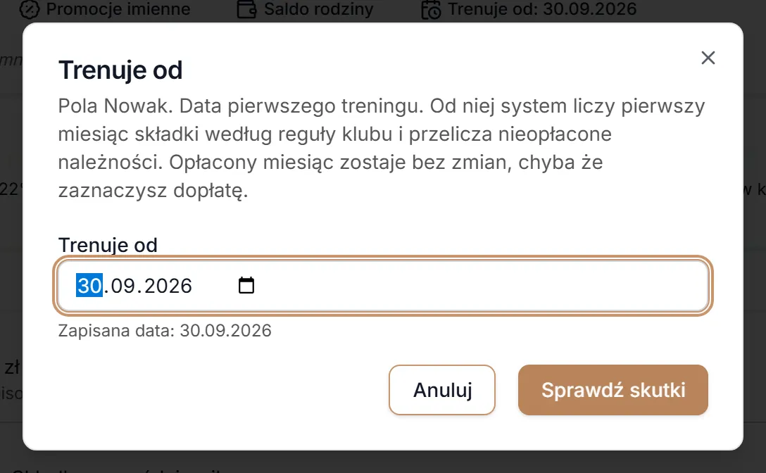 Trenuje od — zapisana data