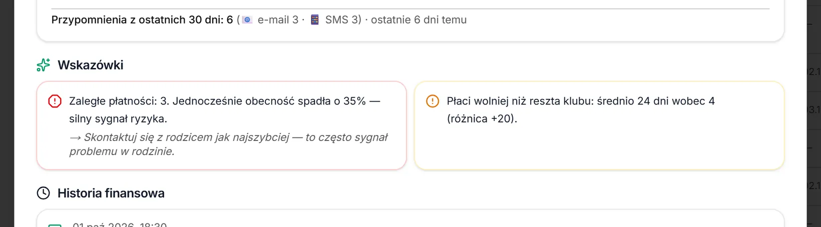 Wskazówki — sygnał ryzyka i wolne płacenie