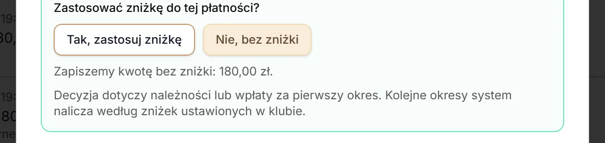 Zniżka automatyczna odrzucona