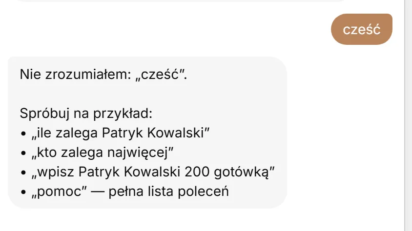 Polecenie, którego czat nie rozpoznał