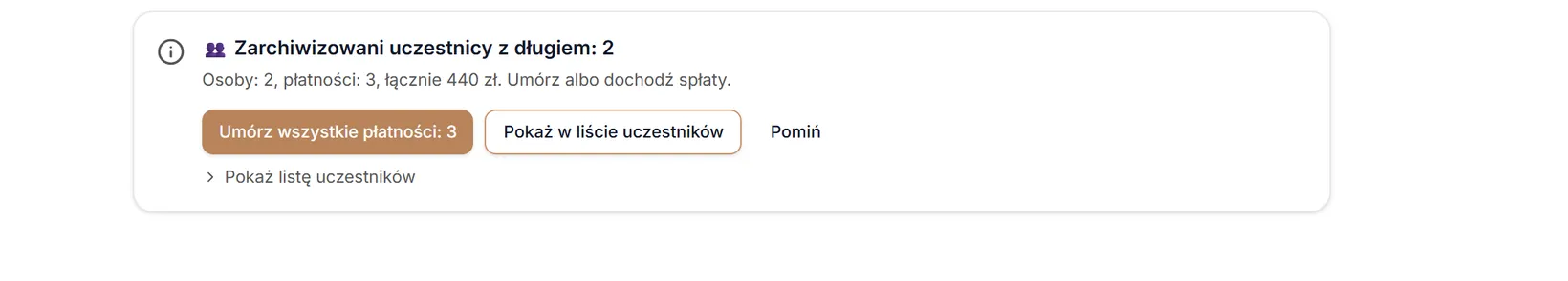 Pozycja „Zarchiwizowani uczestnicy z długiem”