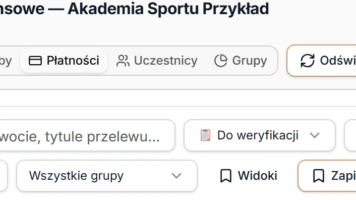 Zakładka Płatności z propozycjami do weryfikacji