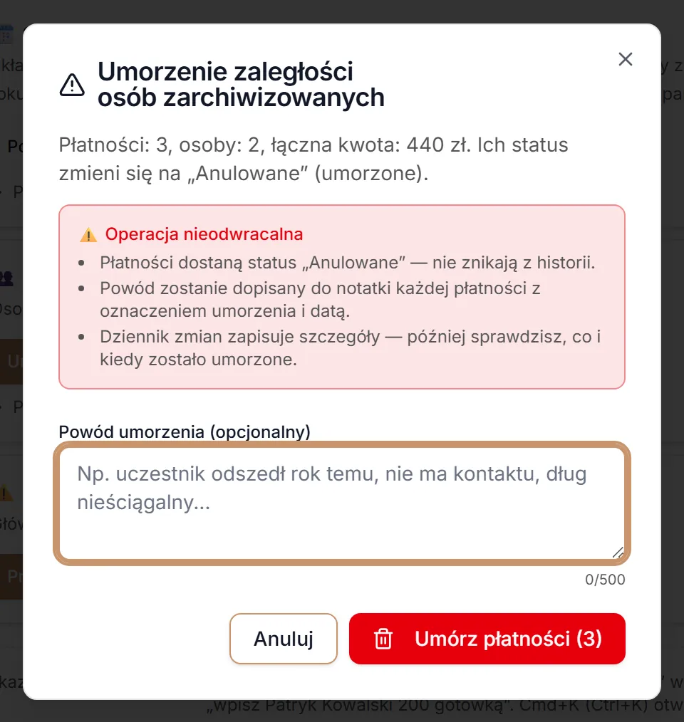 Okno umorzenia zaległości osób z archiwum