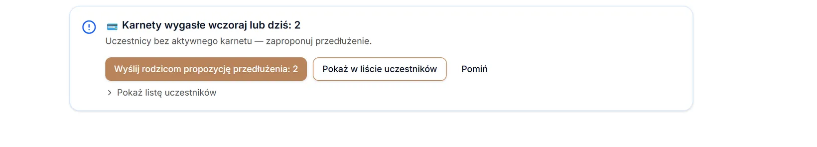 Pozycja „Karnety wygasłe wczoraj lub dziś”