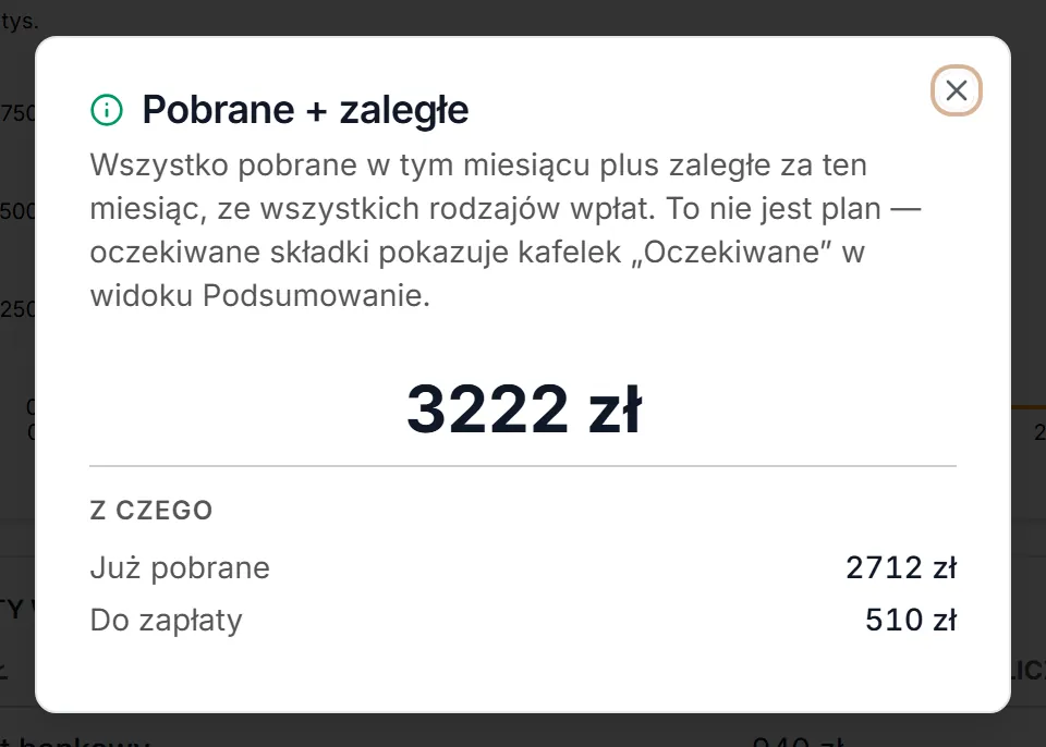 Okno kafelka Pobrane + zaległe