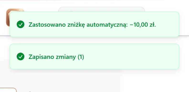 Potwierdzenie zapisu i zniżki