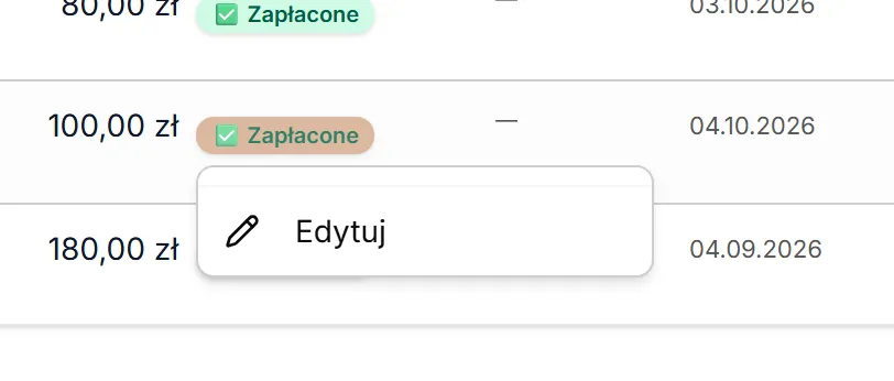 Plakietka zapłaconej płatności — bez szybkiej zmiany statusu
