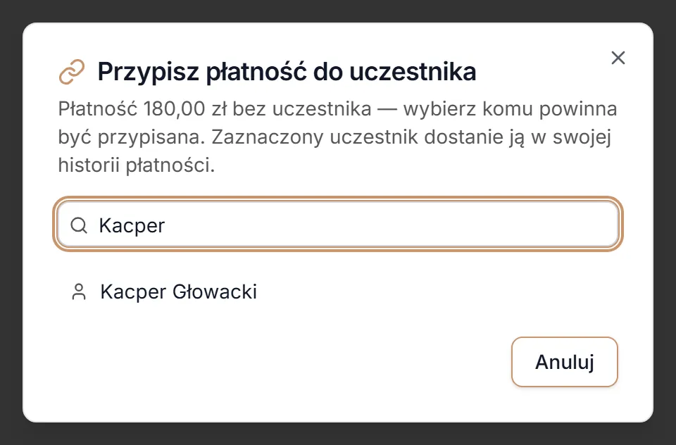 Wyszukanie osoby do przypisania