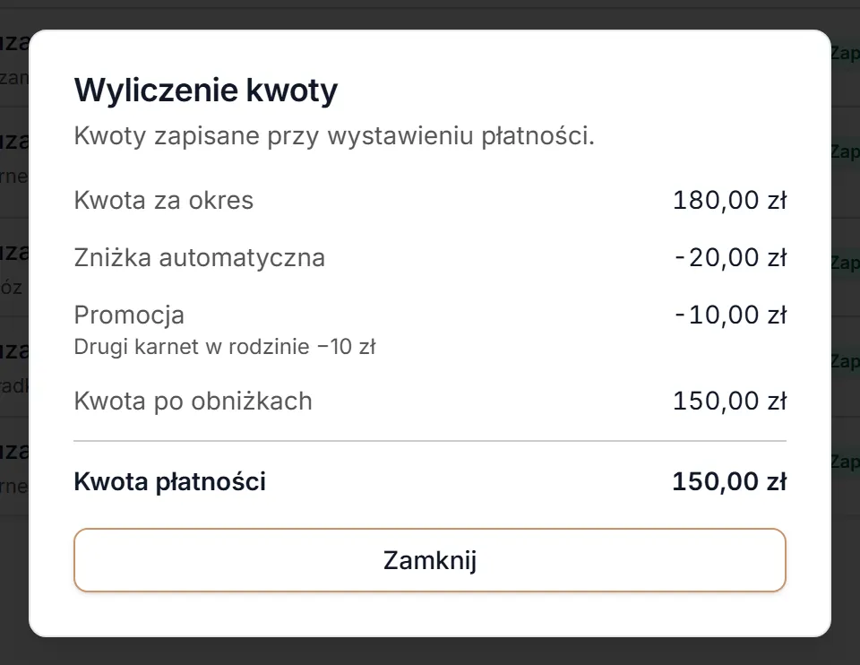 Wyliczenie kwoty — zniżka automatyczna i promocja