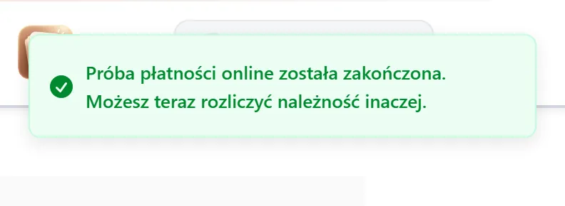 Próba płatności online zakończona