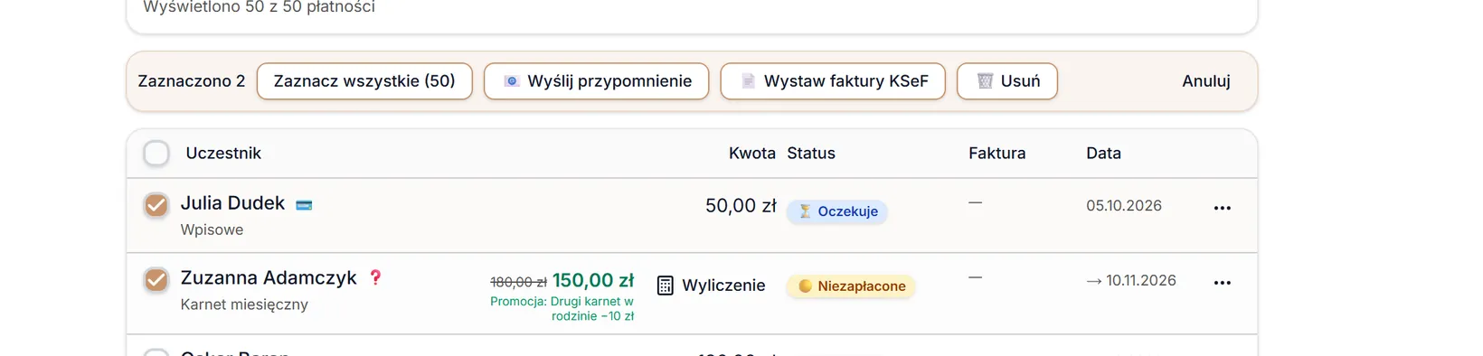Pasek zaznaczenia