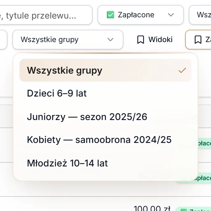 Lista grup wybranej lokalizacji