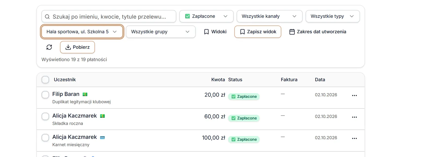 Płatności jednej lokalizacji