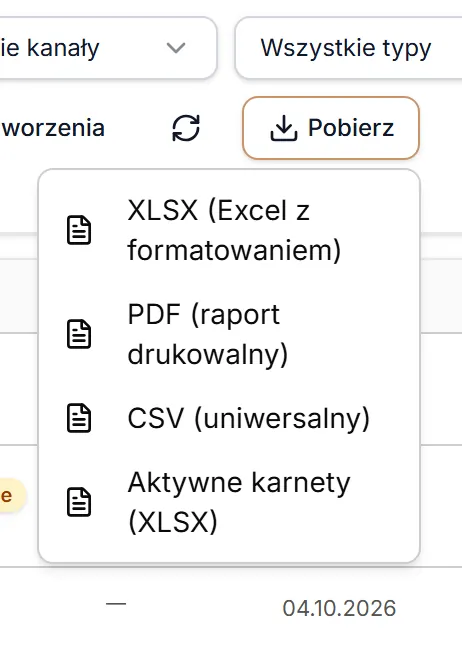 Menu Pobierz