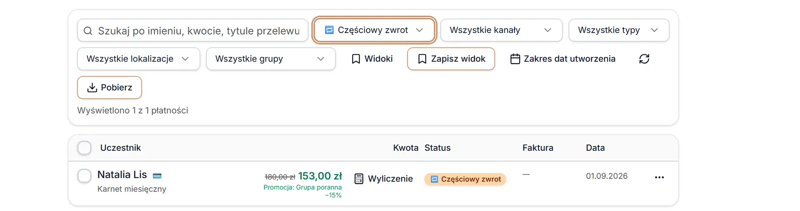 Status: Częściowy zwrot