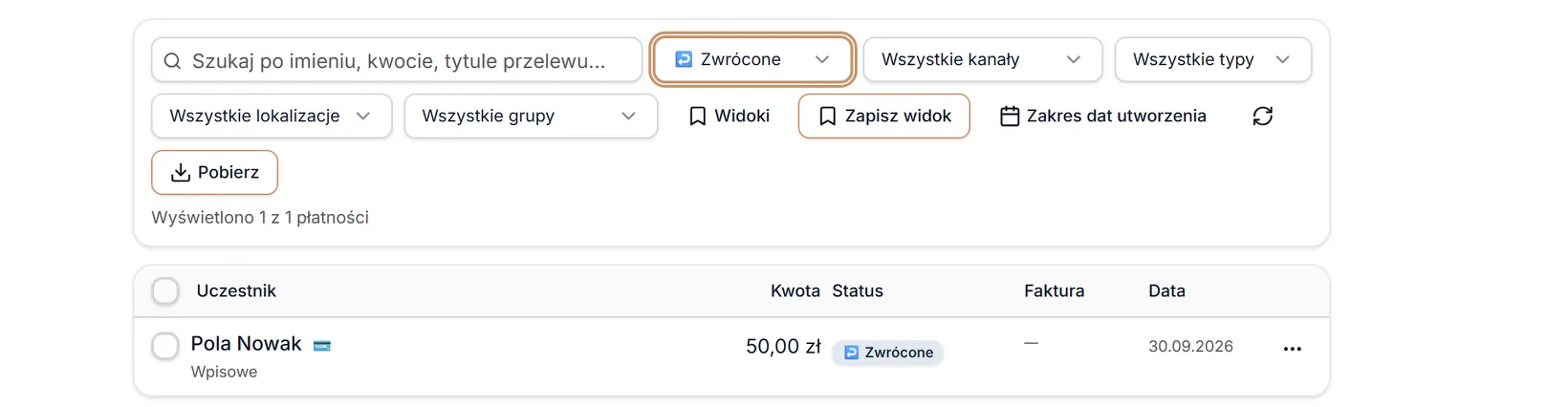 Status: Zwrócone