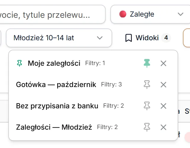Nowy widok na liście
