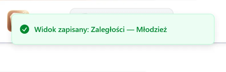 Potwierdzenie zapisania widoku