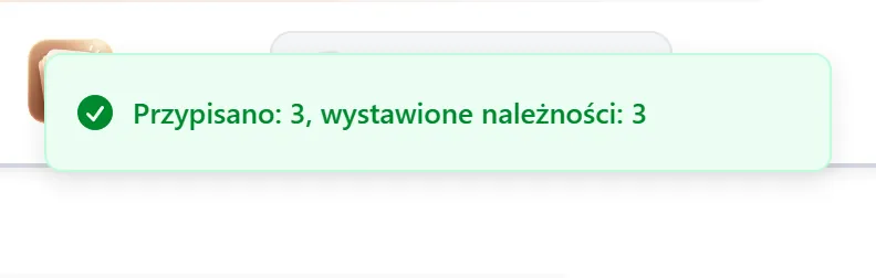 Wynik przypisania z należnościami do zapłaty