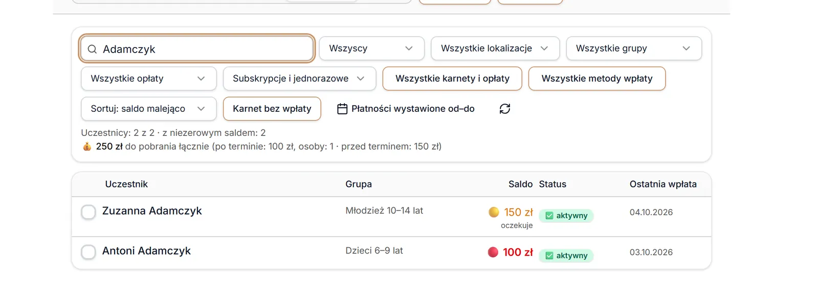 Wyszukiwanie po nazwisku