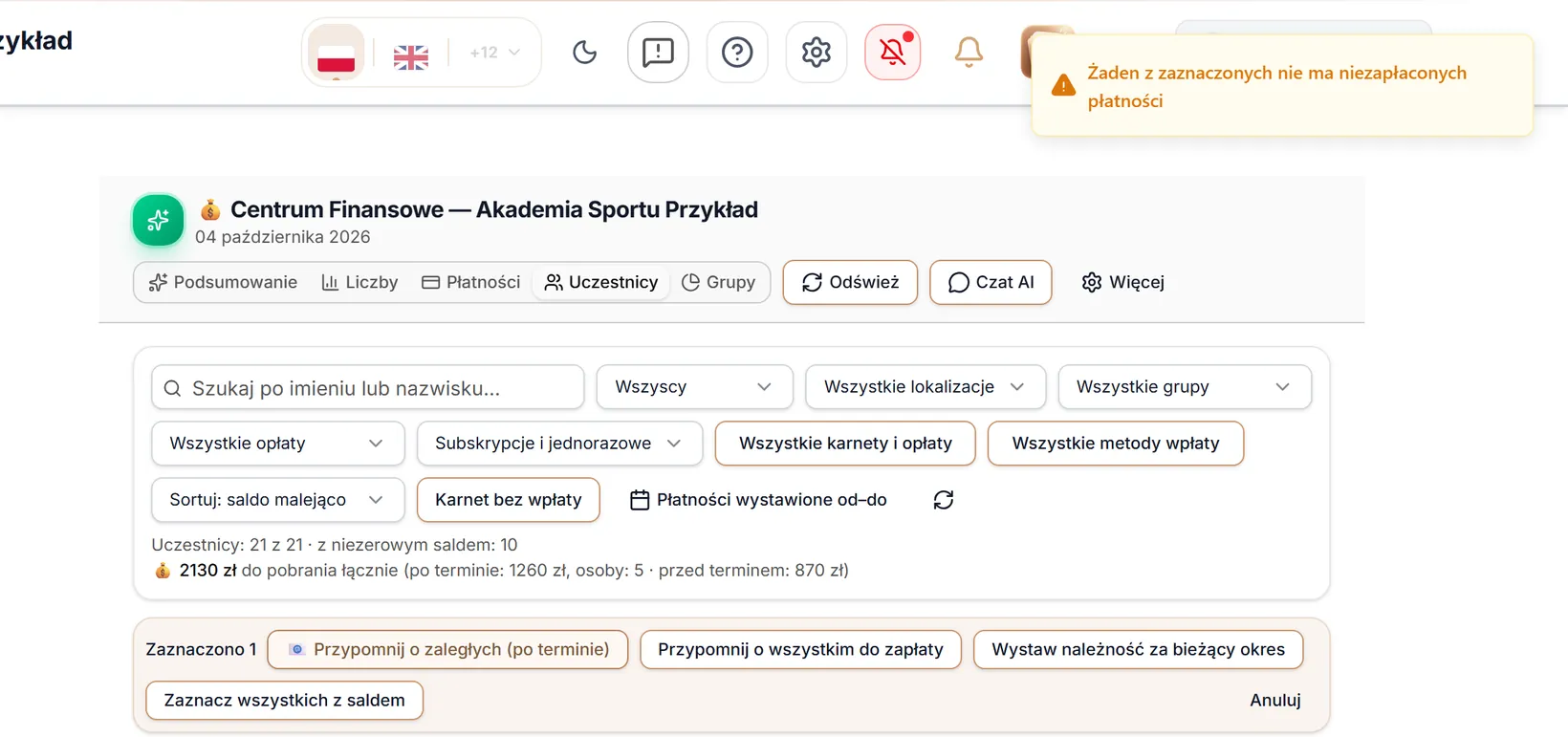 Przypomnienie bez należności do przypomnienia