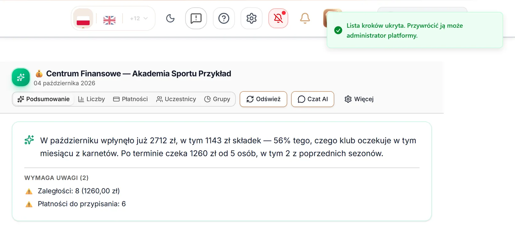 Lista kroków ukryta