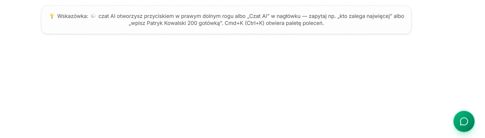 Wskazówka i przycisk czatu