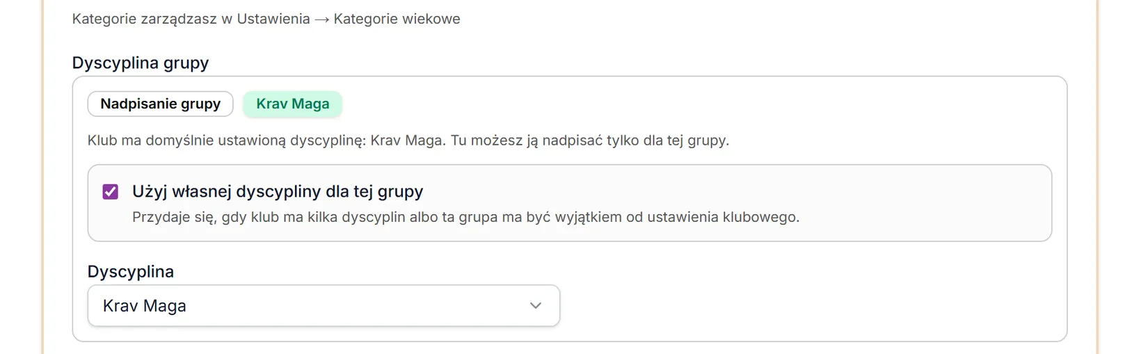 Edycja — własna dyscyplina grupy