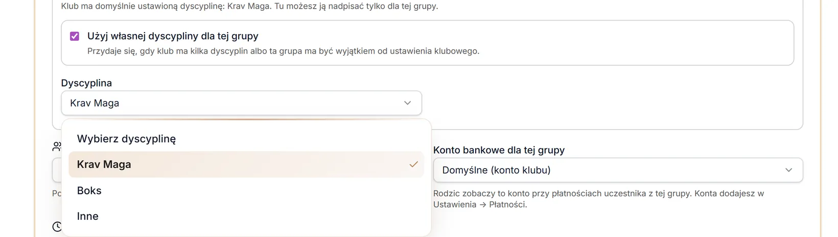 Dyscyplina — lista wartości