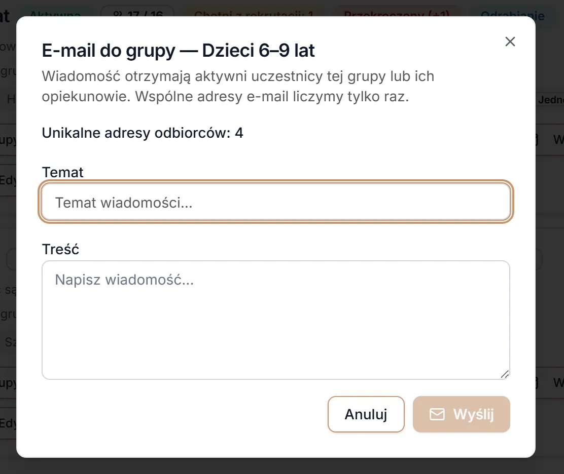 E-mail do całej grupy