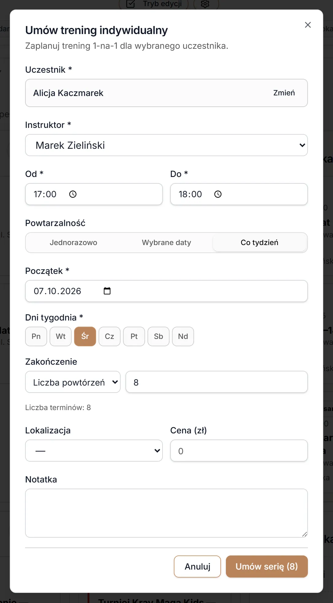 Powtarzalność: co tydzień