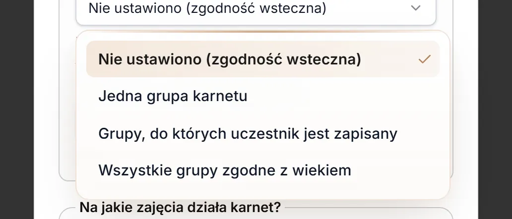 Zakres dostępu — lista wartości