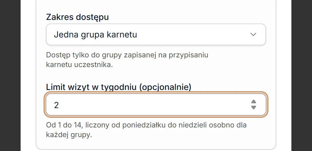 Zakres dostępu i limit wizyt w tygodniu