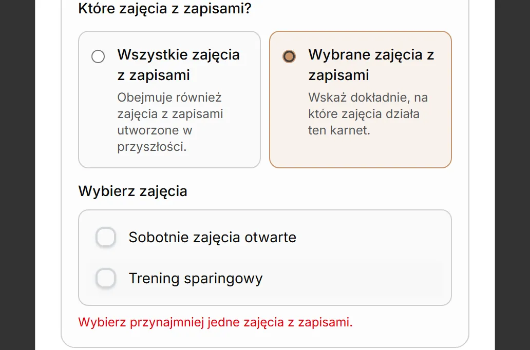 Wybrane zajęcia z zapisami