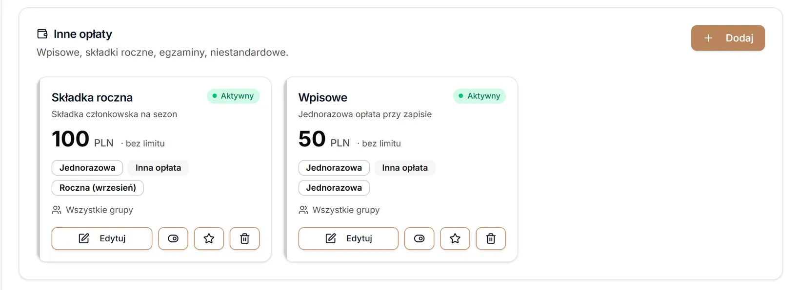 Filtr Inne opłaty