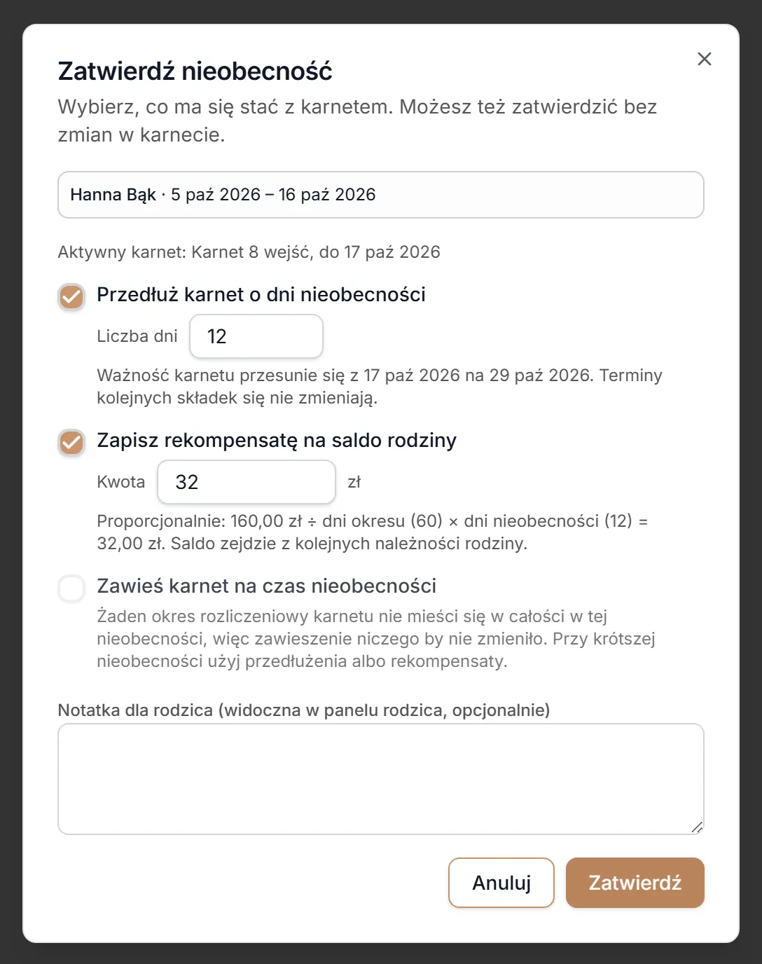 Rekompensata na saldo rodziny