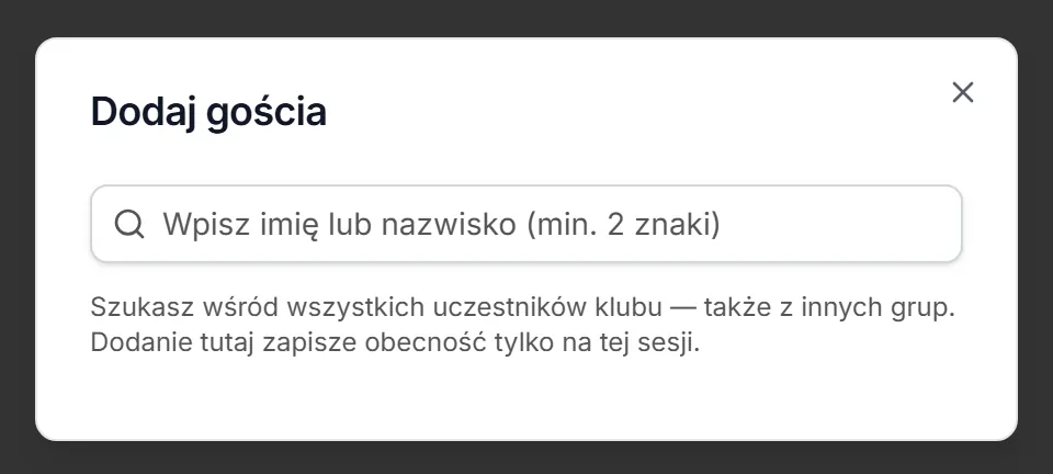 Okno Dodaj gościa